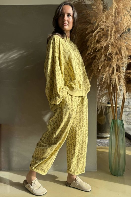 Indira Lantern Sleeve Sweatshirt Soft Ochre & Deep Ochre